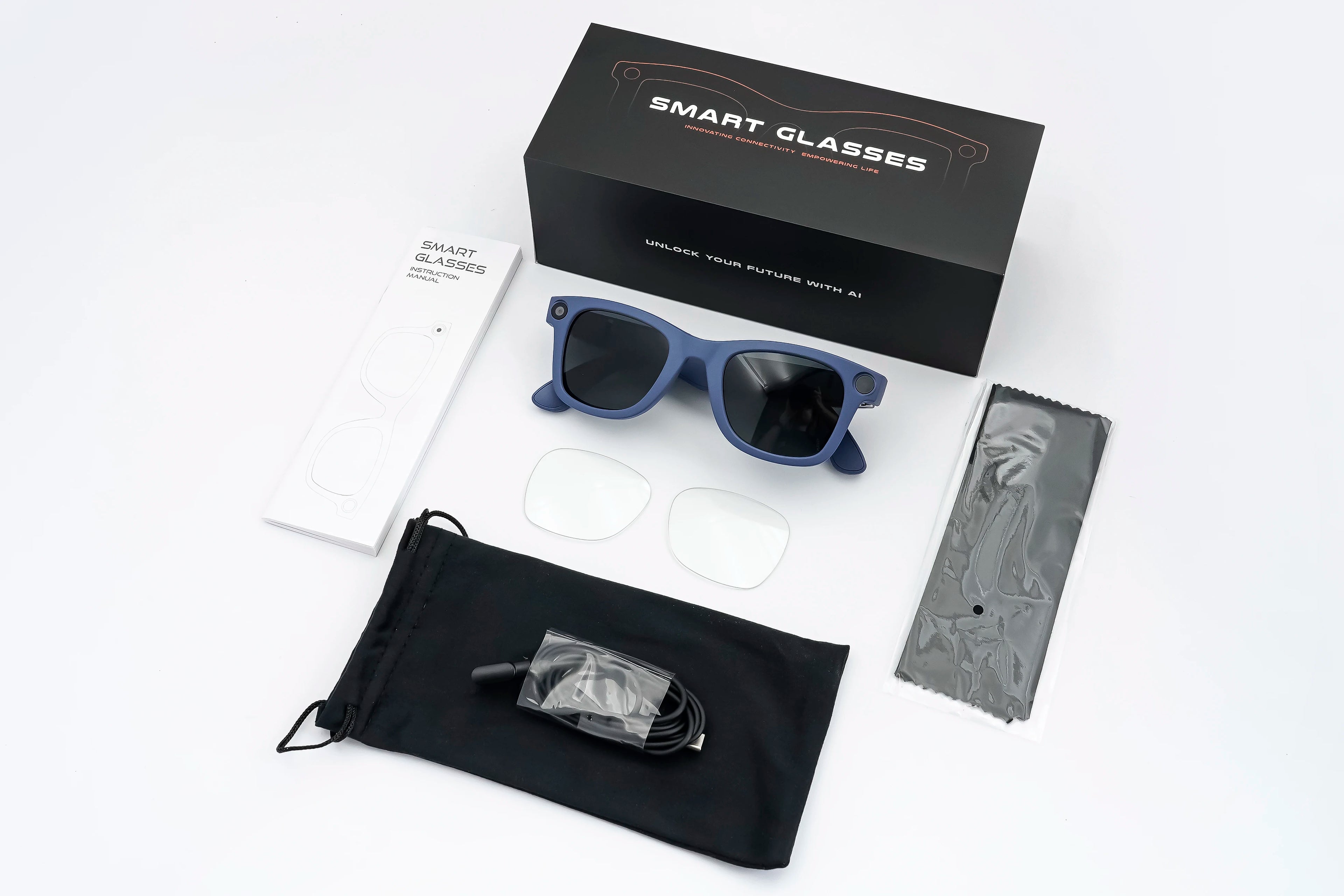 Sanvnet GS3 Smart Glasses with 8MP 4K Camera, Wi‑Fi Transmission, Bluetooth Calls, Music Playback, and Dual-Lens Wearable Headset