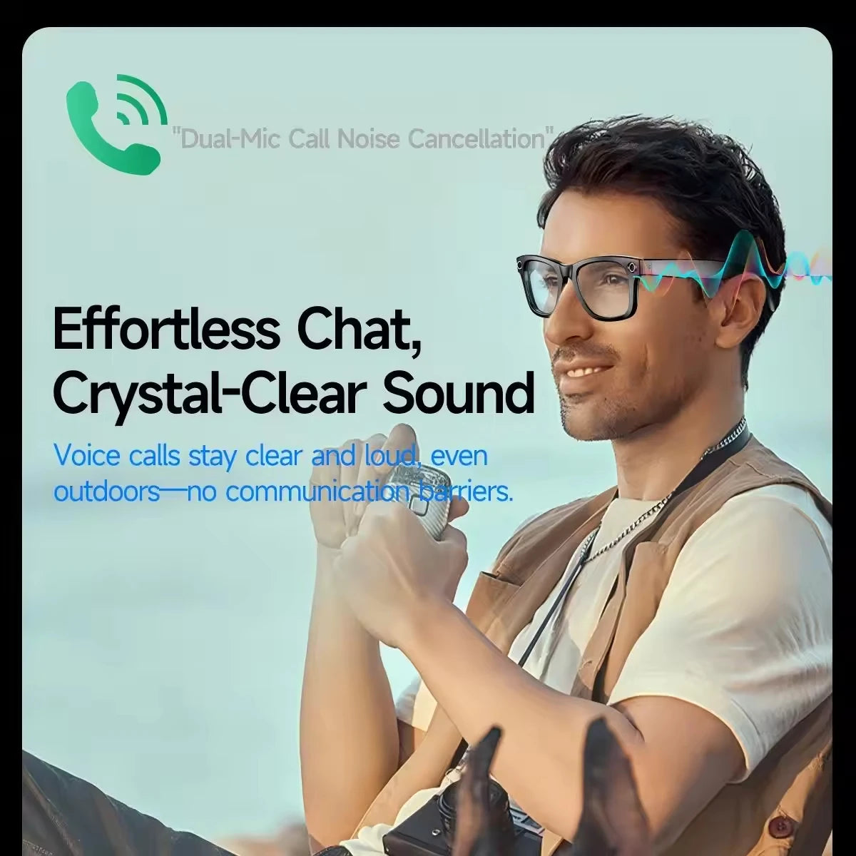 Smart Glasses with Bluetooth Calling, 8MP 8K Camera, Wi‑Fi Transfer, AI Audio Recording