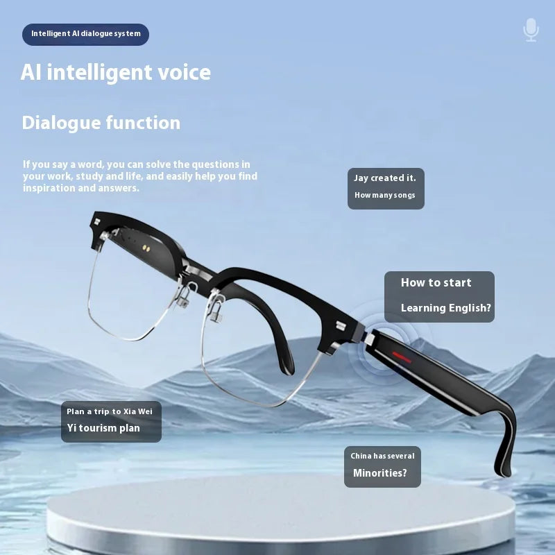 2025 Smart AI Translation Sunglasses 100+ Multi-Language Real-Time Interpretation Smart Glasses for Listening Songs Answering