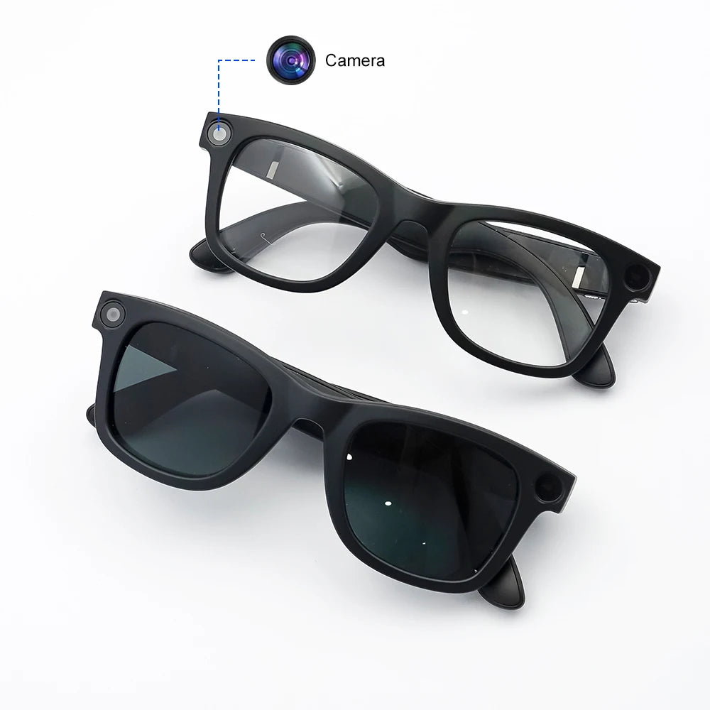 Sanvnet GS3 Smart Glasses with 8MP 4K Camera, Wi‑Fi Transmission, Bluetooth Calls, Music Playback, and Dual-Lens Wearable Headset