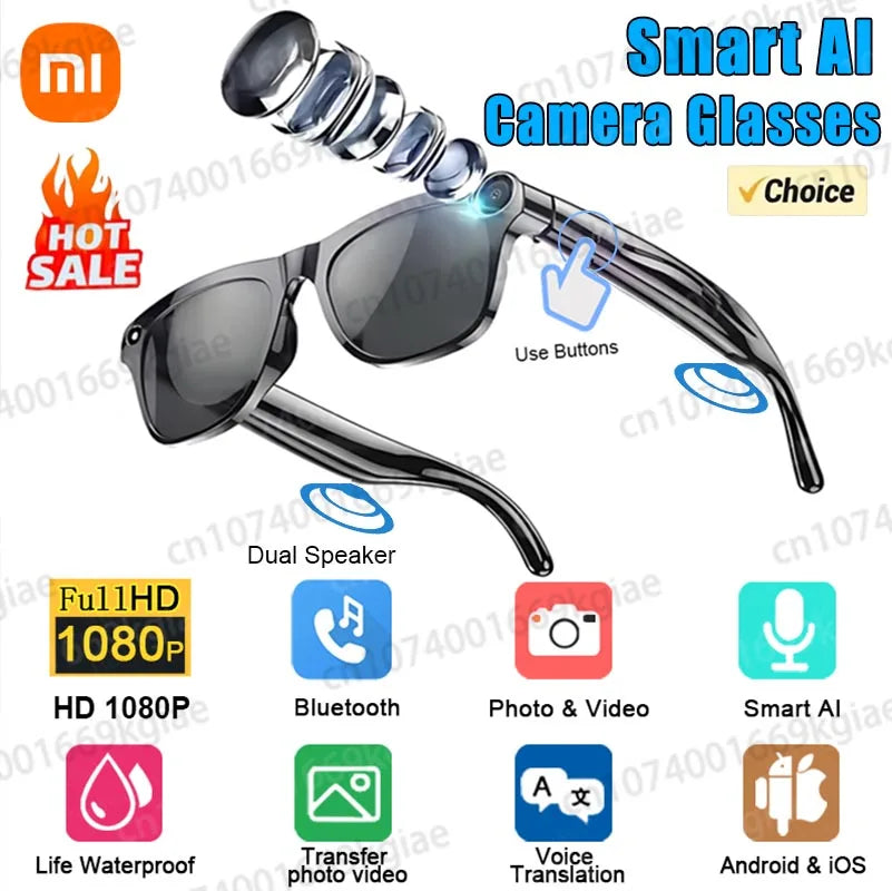 Xiaomi 1080P HD AI Smart Glasses Chat GPT 100MP Camera Bluetooth Call 260mAh Battery Voice Assistant Control Smart Glasses Hot